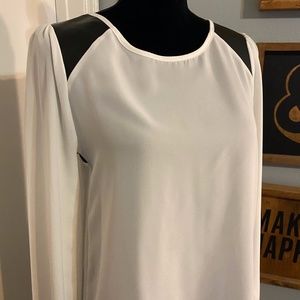 Everly Cream Black Contrast Long Sleeve Blouse